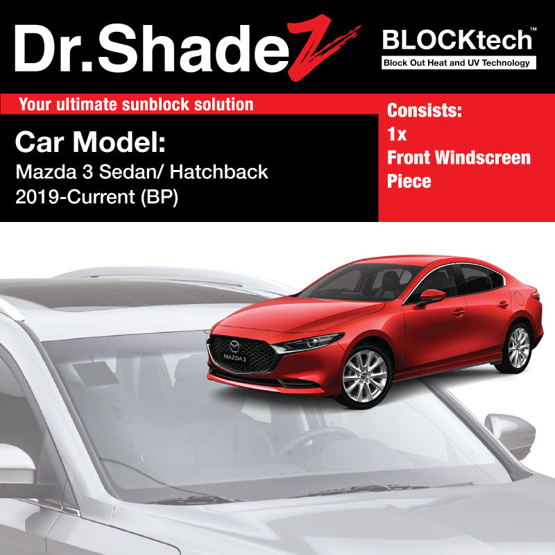 Dr Shadez BLOCKtech Premium Front Windscreen Foldable Sunshade for Mazda 3 Sedan 2019-Current 4th Generation (BP)  - Dr Shadez Singapore Australia Japan Malaysia