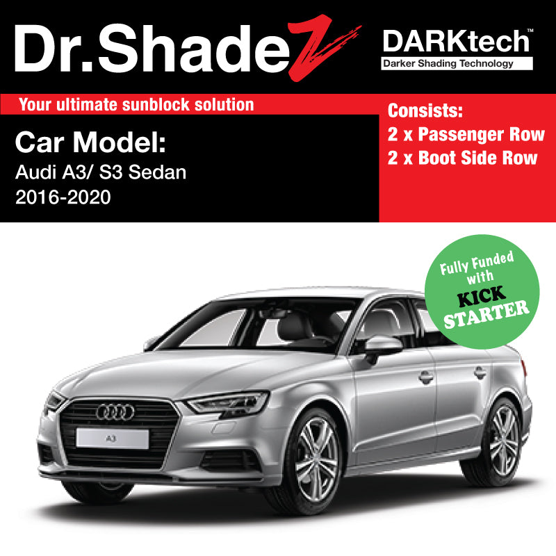 DARKtech Audi A3 S3 Sedan 2016-Current Customised Germany Car Window Magnetic Sunshades Side Windows passenger and boot side
