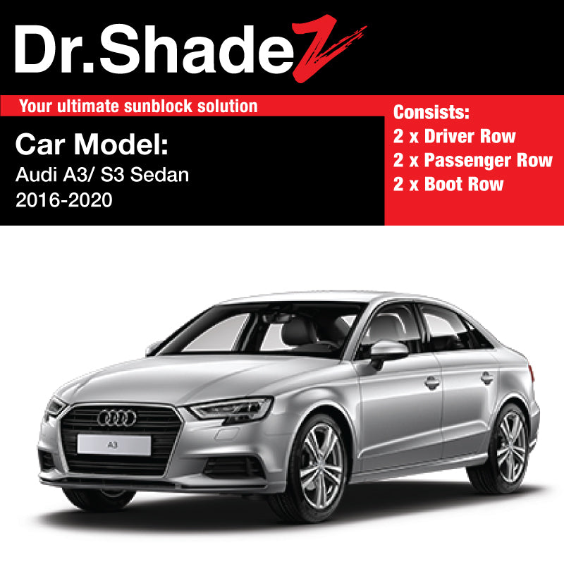 Audi A3 S3 Sedan 2013-2020 3rd Generation (8V) Customised Germany Car Window Magnetic Sunshades - Dr Shadez Singapore Australia