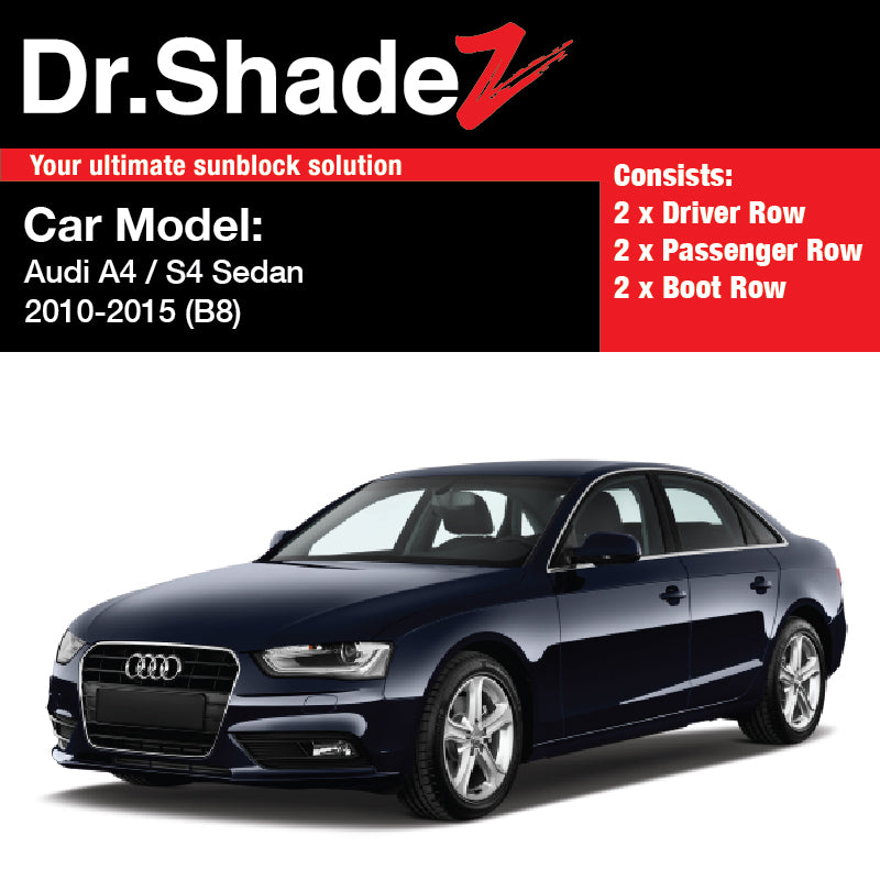Audi A4 S4 Sedan (Facelift) 2010-2015 4th Generation (B8) Customised Germany Car Window Magnetic Sunshades - drshadez australia singapore