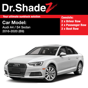 Audi A4 S4 Sedan 2016-2020 5th Generation (B9) Germany Sedan Customised Car Window Magnetic Sunshades - dr shadez australia singapore