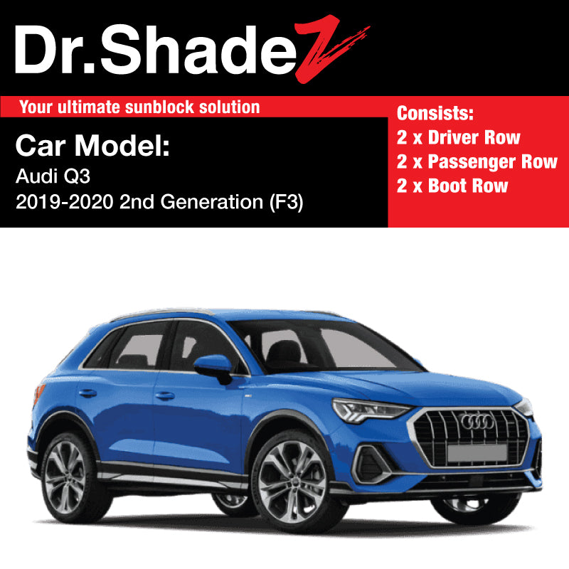 Audi Q3 2019-2020 2nd Generation (F3) Customised German Luxury Compact Crossover SUV Window Magnetic Sunshades 6 Pieces - dr shadez sg th my de mc