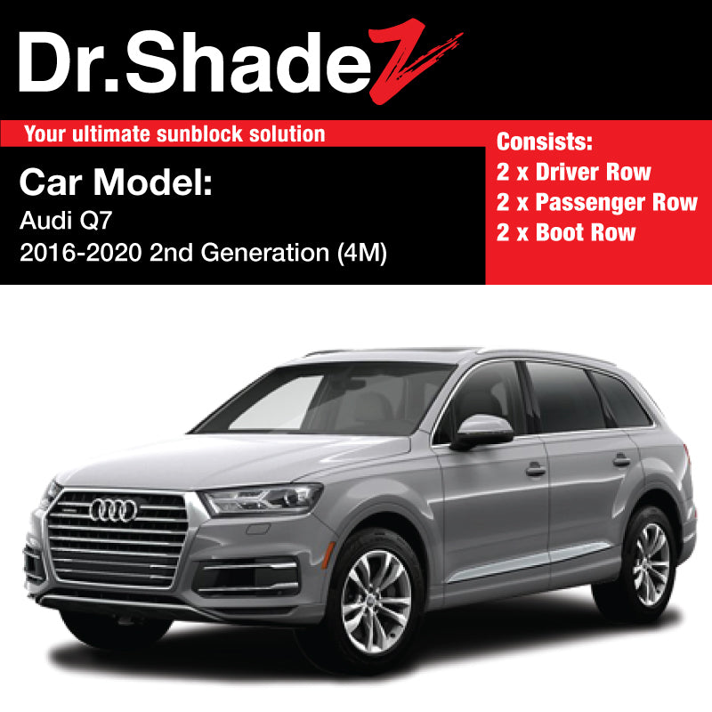 Audi Q7 2015-2020 2nd Generation (4M) Customised Germany Luxury SUV Customised Window Magnetic Sunshades - dr shadez australia au singapore sg 6 pieces