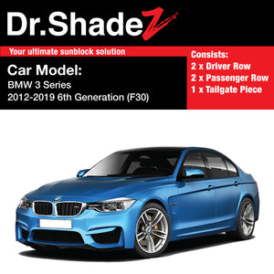 BMW 3 Series 2011-2019 6th Generation (F30) Customised Luxury Germany Sedan Car Window Magnetic Sunshades - dr shadez australia singapore au sg full set with rear windscreen sunshade