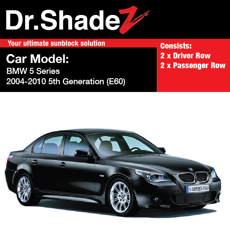 BMW 5 Series 2003-2010 5th Generation (E60) Customised Luxury Germany Sedan Car Window Magnetic Sunshades - dr shadez australia singapore au sg side windows