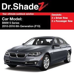 BMW 5 series 2010-2016 6th Generation (F10) Customised Luxury Germany Sedan Car Window Magnetic Sunshades - dr shadez australia singapore au sg 2 side windows sunshades