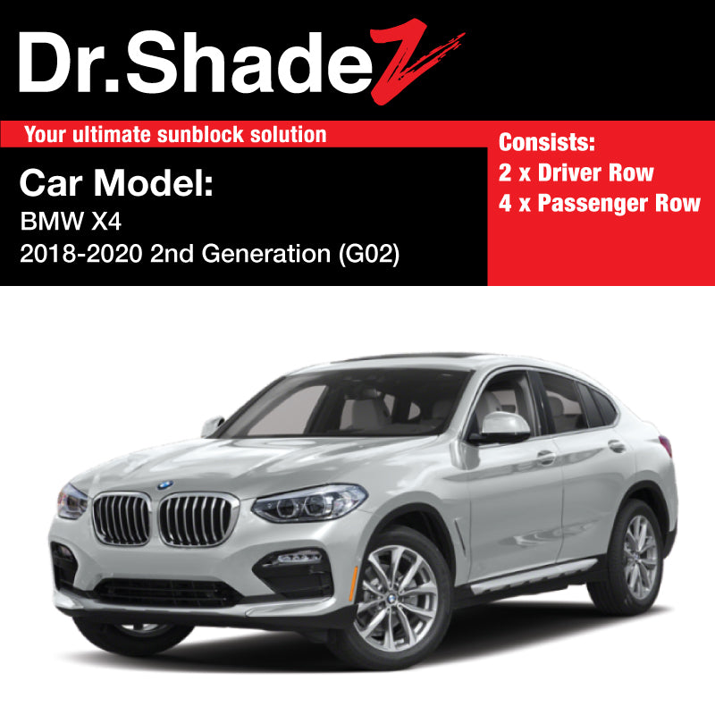 BMW X4 2018-2020 2nd Generation (G02) Germany Subcompact SUV Coupe Customised Car Window Magnetic Sunshades - dr shadez au sg australia singapore