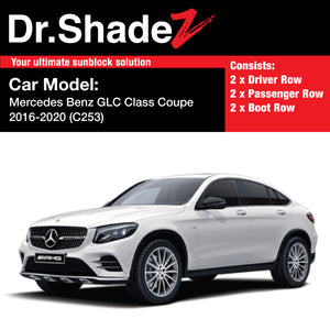 Mercedes Benz GLC Class Coupe 2016-2020 (C253) Germany Luxury SUV Customised Car Window Magnetic Sunshades - dr shadez australia singapore sg germany de side doors windows