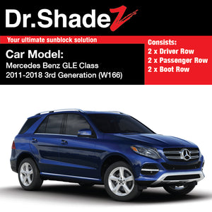 Mercedes Benz GLE Class 2012-2019 3rd Generation (W166) German Luxury SUV Customised Car Window Magnetic Sunshades - dr shadez australia au singapore sg germany de side doors window sunshades