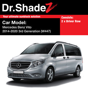 Mercedes Benz Vito 2014-2020 3rd Generation (W447) Germany Light Commercial Van Customised Window Magnetic Sunshades 2 pieces driver row - dr shadez singapore