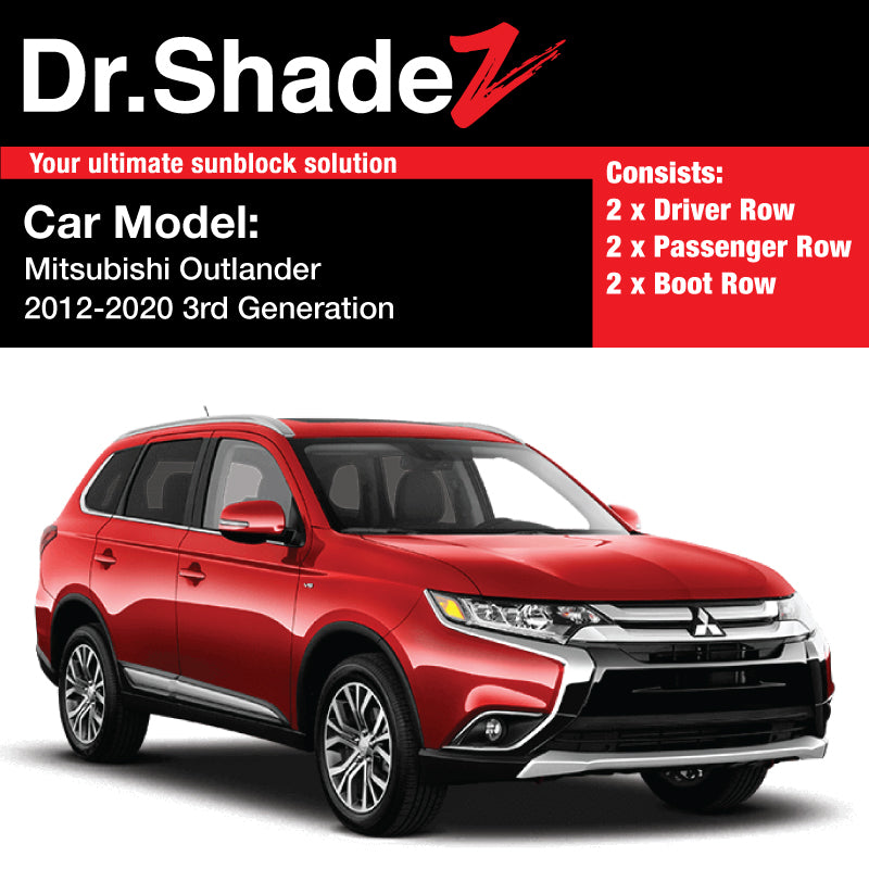 Mitsubishi Outlander 2013-2020 3rd Generation (GF/ GG/ ZJ/ ZK) Japan 7 Seater Crossover Customised SUV Window Magnetic Sunshades - dr shadez side door windows full set with rear windscreen australia au singapore sg japan jp