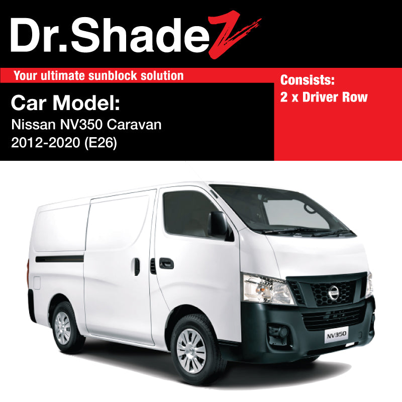 Nissan NV350 Caravan 2012-2020 6th Generation (E26) Light Commercial Van Customised Window Magnetic Sunshades - dr shadez au australia singapore sg japan jp driver doors window sunshades