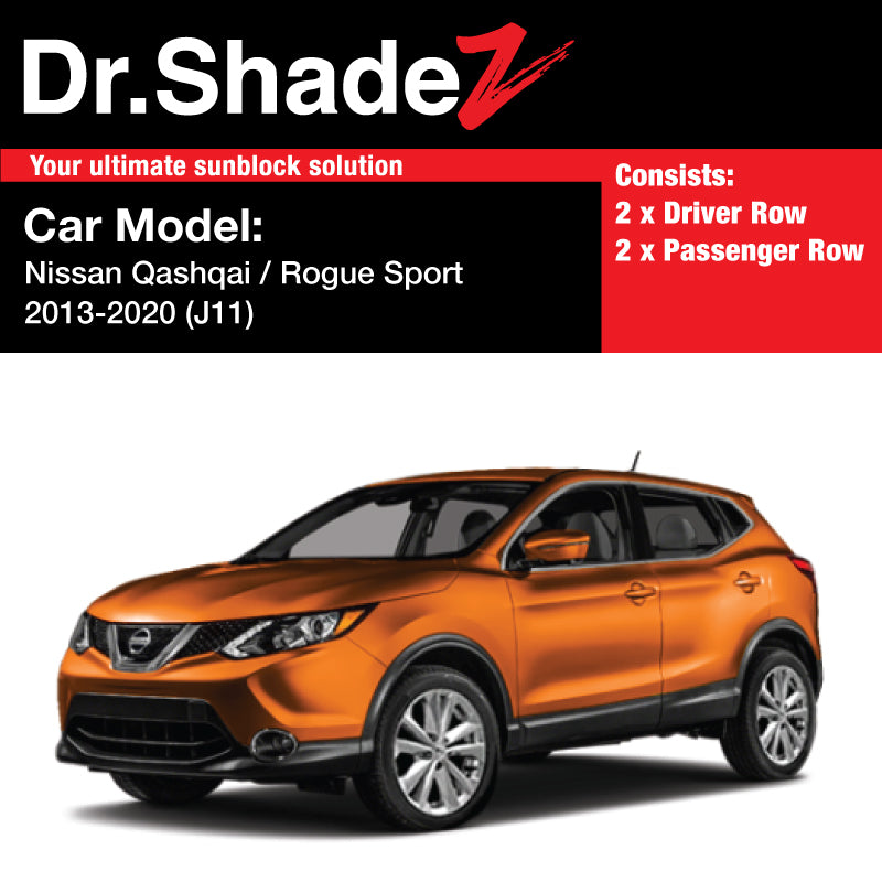 Nissan Qashqai Rouge Sport 2013-2020 2nd Generation (J11) Japan Compact Crossover Customised SUV Window Magnetic Sunshades - dr shadez Australia singapore japan au sg jp side doors window fitted sunshades