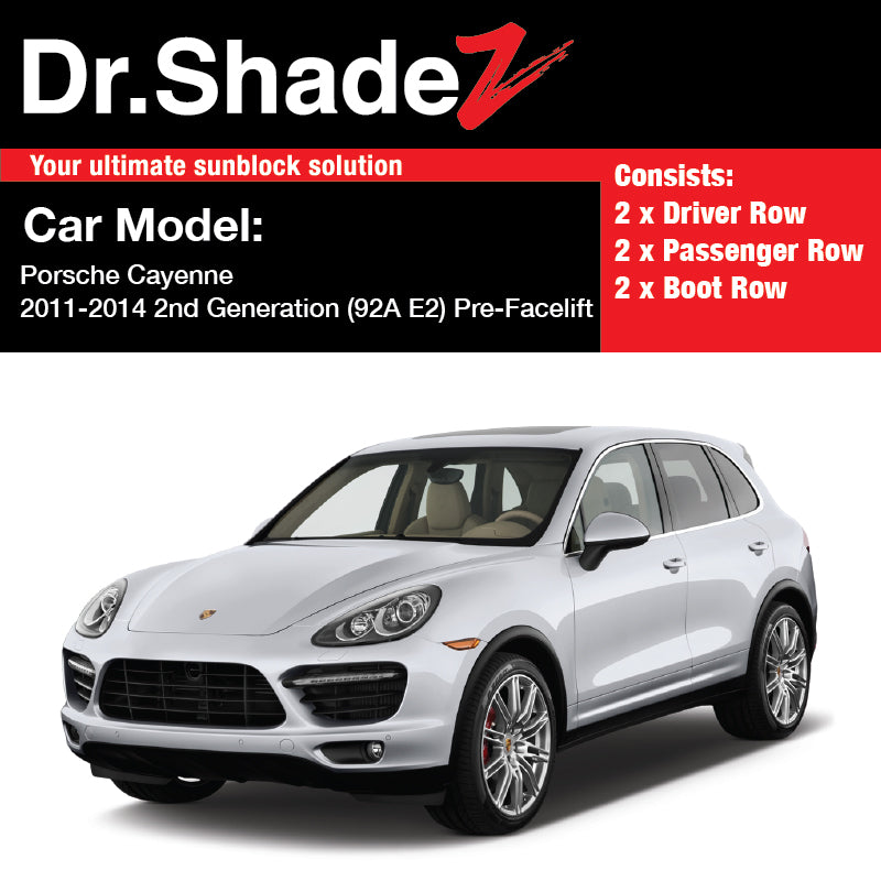 Porsche Cayenne 2015-2017 2nd Generation (92A E2) FACELIFTED Germany Mid Size Luxury Crossover Customised Car Window Magnetic Sunshades - dr shadez australia au singapore sg germany de side door windows