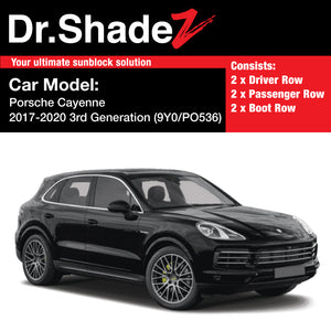 Latest Porsche Cayenne 2017-2020 3rd Generation (9Y0) Germany Luxury SUV Customised Window Magnetic Sunshades 6 Pieces - dr shadez sg