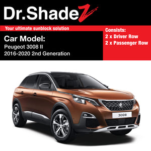 Peugeot 3008 II 2016 2017 2018 2019 2nd Generation France Compact Crossover Customised SUV Window Magnetic Sunshades 4 Pieces - autobacs singapore drshadez malaysia australia de fr th ph sg my au nz mc fn br kr