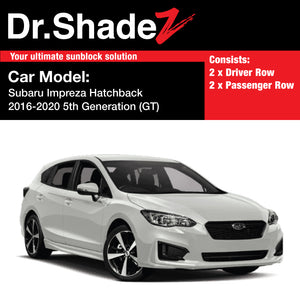 Subaru Impreza Hatchback 2016-2020 5th Generation (GT) Japan Automotive Customised Car Magnetic Sunshades - dr shadez australia singapore au sg japan jp