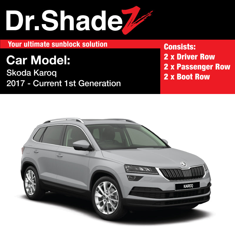 Skoda Karoq 2017 2018 2019 2020-Current 1st Generation Czech Republic Mid Size Crossover Customised SUV Window Magnetic Sunshades 6 Pieces - dr shadez australia japan singapore malaysia spain