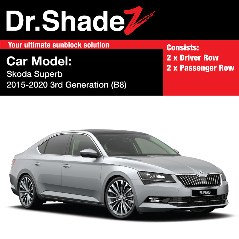 Skoda Superb 2015-2020 3rd Generation (B8 3V) Customised Czech Republic Sedan Car Window Magnetic Sunshades - dr shadez australia singapore au sg