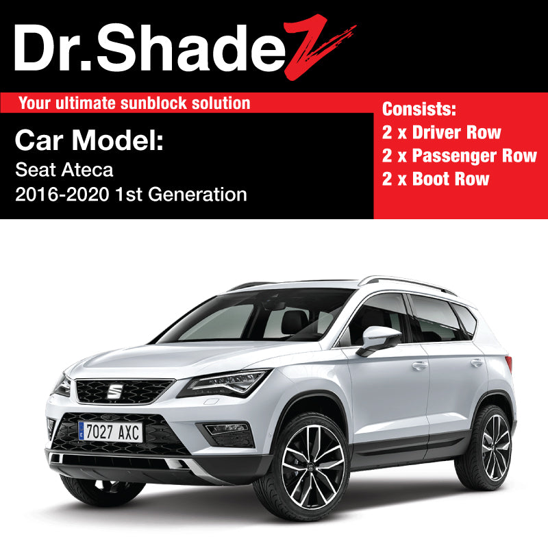 Seat Ateca 2016 2017 2018 2019 1st Generation Spain Compact SUV Customised Car Window Magnetic Sunshades 6 Pieces - dr shadez.com.au