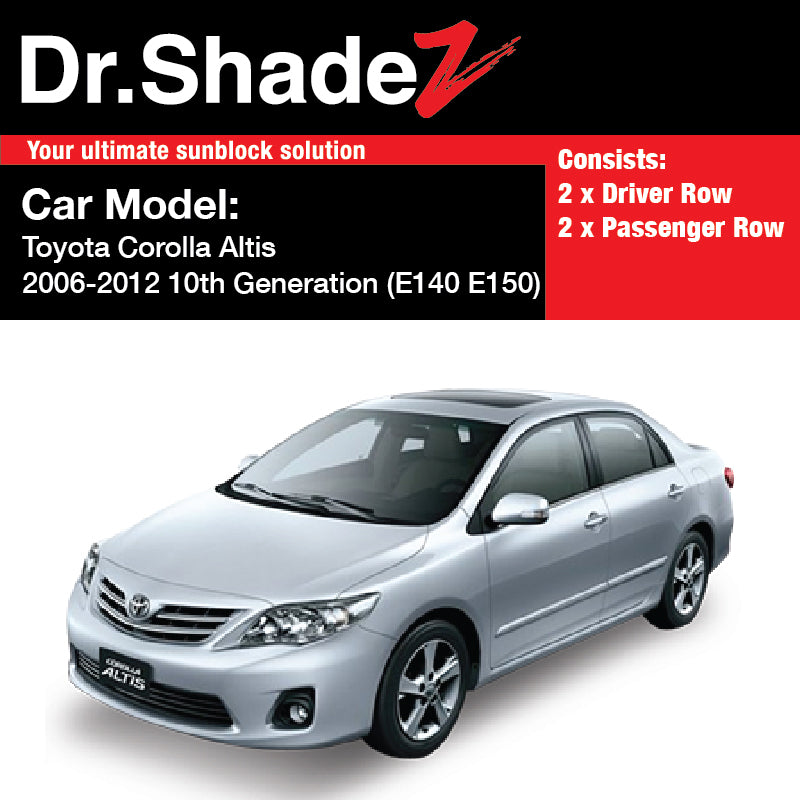 Toyota Corolla Altis 2006-2012 10th Generation (E140 E150) Japan Sedan Customised Car Window Magnetic Sunshades - dr shadez australia au singapore sg side door window sunshades