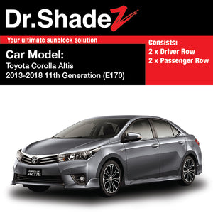 Toyota Corolla Altis 2013-2018 11th Generation (E170) Japan Sedan Customised Car Window Magnetic Sunshades - dr shadez singapore sg au australia side door windows fitted sunshades