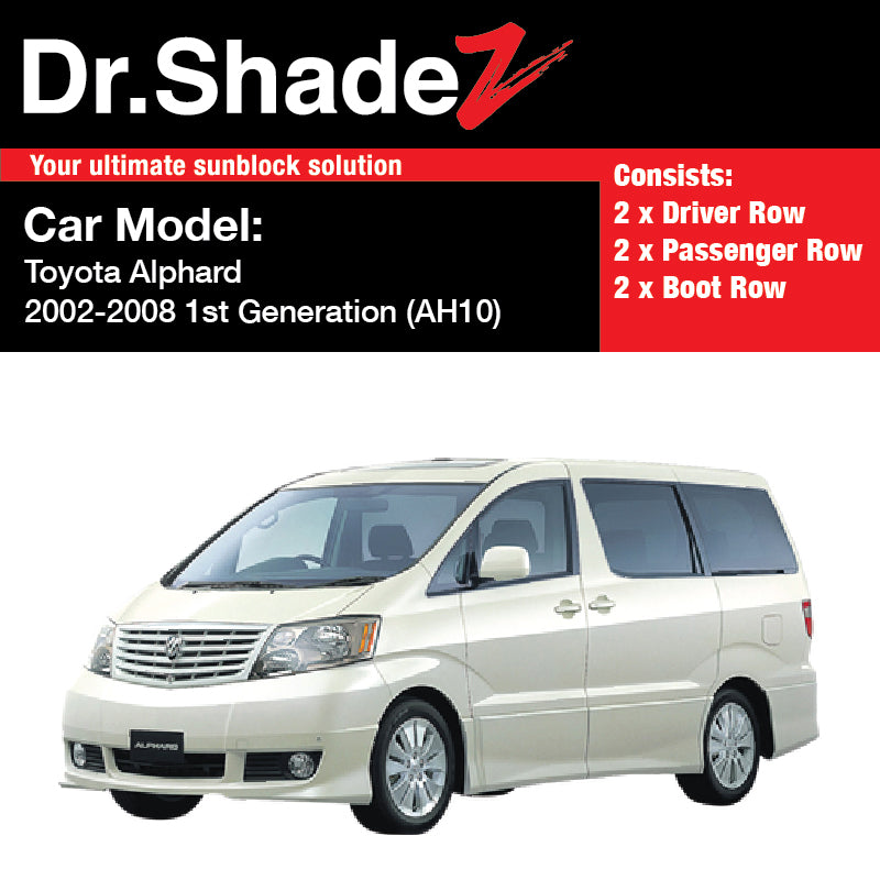 Toyota Alphard Vellfire 2002-2008 1st Generation (AH10) Japan MPV Customised Car Window Magnetic Sunshades 6 Pieces - Dr Shadz