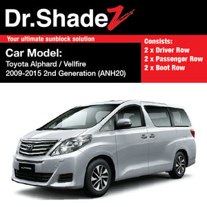 Toyota Alphard Vellfire 2008-2015 2nd Generation (AH20) Japan MPV Customised Car Window Magnetic Sunshades - dr shadez australia singapore japan au sg jp