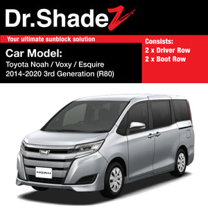 Toyota Noah Voxy Esquire 2014-2020 3rd Generation (R80) Japan MPV Customised Car Window Magnetic Sunshades - dr shadez australia au singapore sg japan jp side door windows fitted magnetic sunshades