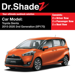 Toyota Sienta 2015-2020 2nd Generation (XP170) Japan Mini MPV Customised Car Window Magnetic Sunshades - dr shadez Australia japan singapore jp au sg