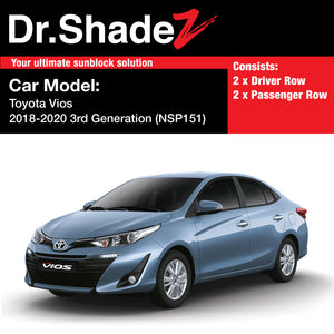 Toyota Vios 2018-2019 3rd Generation Facelift (XP151 NSP151) Japan Sedan Customised Magnetic Sunshades - autobacs sg drshadez au my sg th ph de mc fn it fr br kr au nz