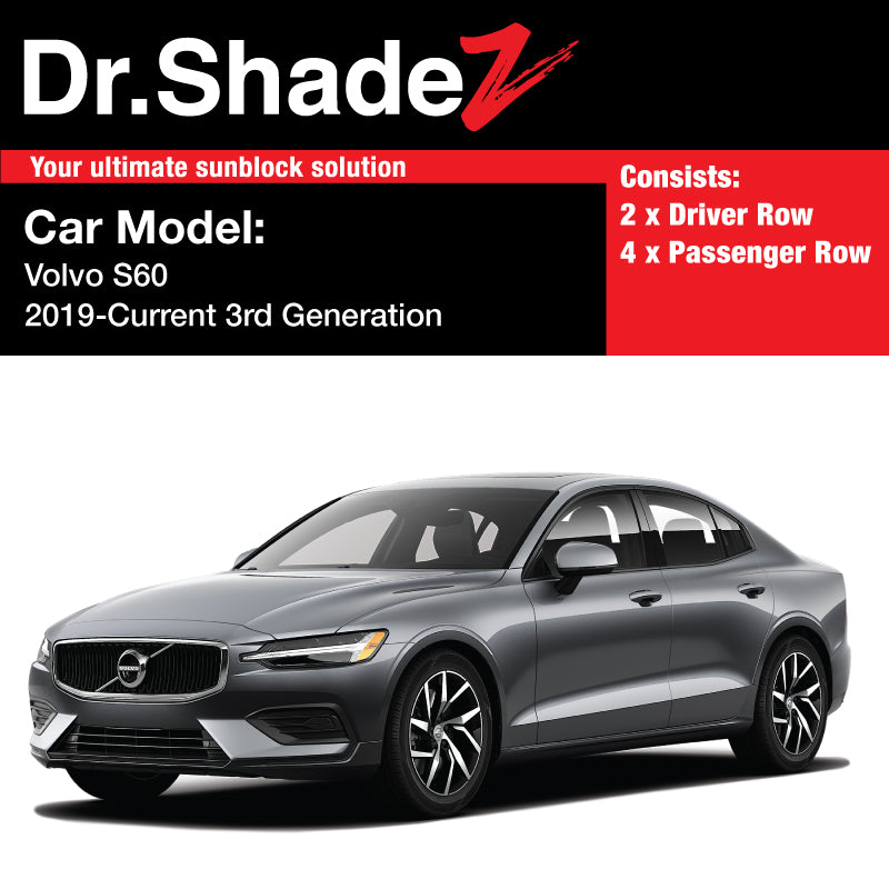 Volvo S60 2019-Present 3rd Generation Sweden Luxury Sedan Customised Car Window Magnetic Sunshades 6 Pieces - dr shadez singapore australia usa