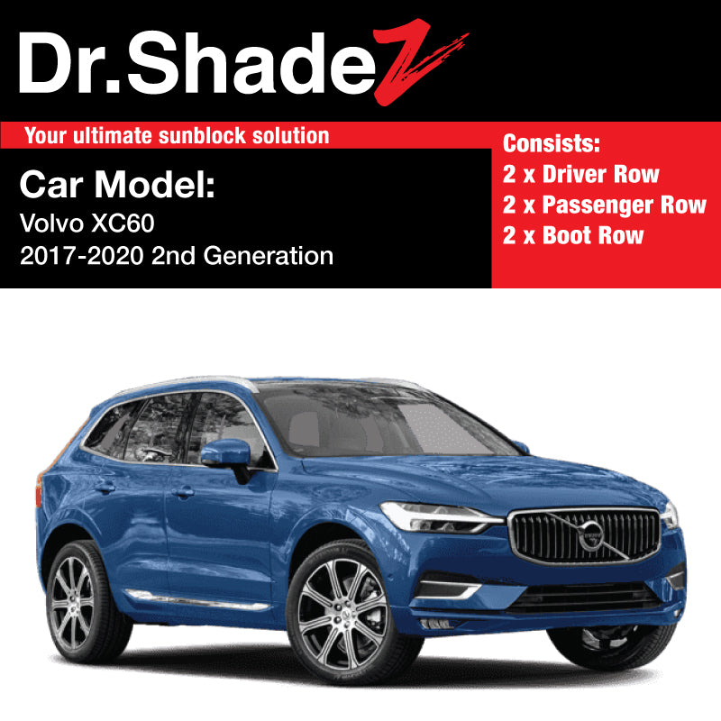 Volvo XC60 2017-2020 1st Generation Sweden Luxury Crossover Customised Car Window Magnetic Sunshades - dr shadez australia singapore au sg side door perfect fitted magnetic sunshades