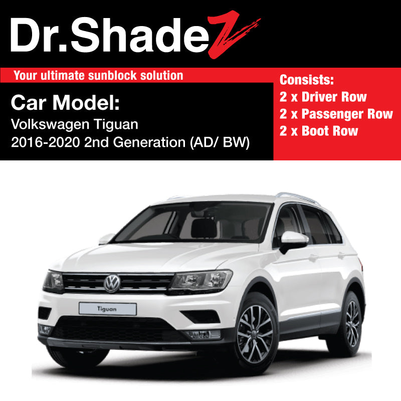 Volkswagen Tiguan 2016-2020 2nd Generation Germany Crossover Customised Car Window Magnetic Sunshades - dr shadez australia singapore germany au sg de side door windows perfect fit sunshades