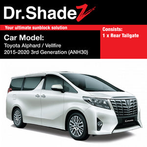 Toyota Alphard Vellfire 2015-2020 3rd Generation (AH30) Japan Large MPV Customised Car Window Magnetic Sunshades - dr shadez au sg jp Australia singapore japan rear tailgate door fitted sunshades