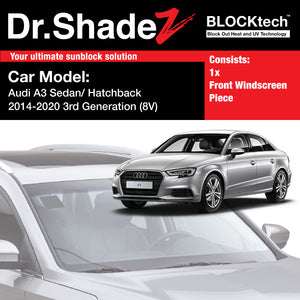 Dr ShadeZ BLOCKtech Premium Front Windscreen Foldable Sunshade for Audi A3 S3 Sedan Hatchback 2013-2020 3rd Generation (8V) - Dr Shadez Japan Germany Singapore Australia