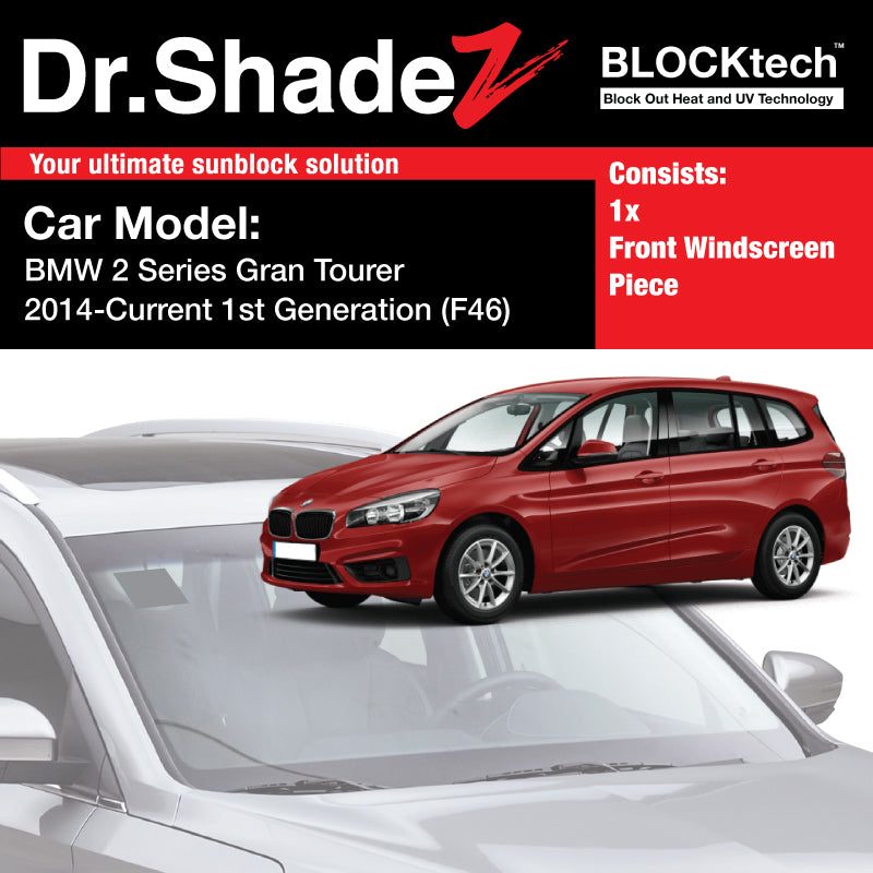 BLOCKtech Premium Front Windscreen Foldable Sunshade for BMW 2 Series Gran Tourer 2014-2021 1st Generation (F46)