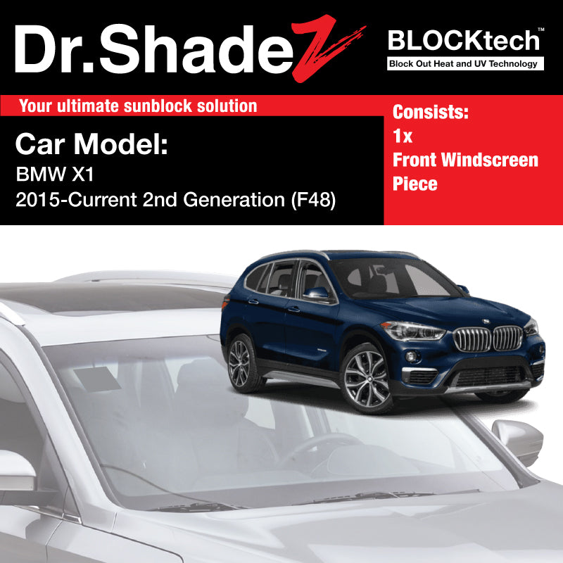 BLOCKtech Premium Front Windscreen Foldable Sunshade for BMW X1 2015-Current 2nd Generation (F48) - dr shadez japan usa australia singapore sg au