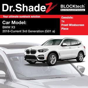 BLOCKtech Premium Front Windscreen Foldable Sunshade for BMW X3 2018-Current 3rd Generation (G01) - Dr Shadez Singapore Germany Australia Japan jp au sg