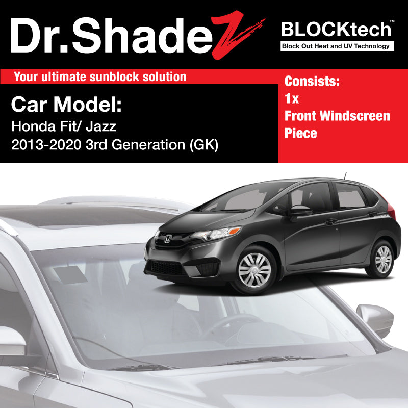 BLOCKtech Premium Front Windscreen Foldable Sunshade for Honda Fit Jazz/ Shuttle 2013-2020 3rd Generation (GK)