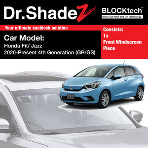 BLOCKtech Premium Front Windscreen Foldable Sunshade for Honda Fit Jazz 2020-Current 4th Generation (GR)
