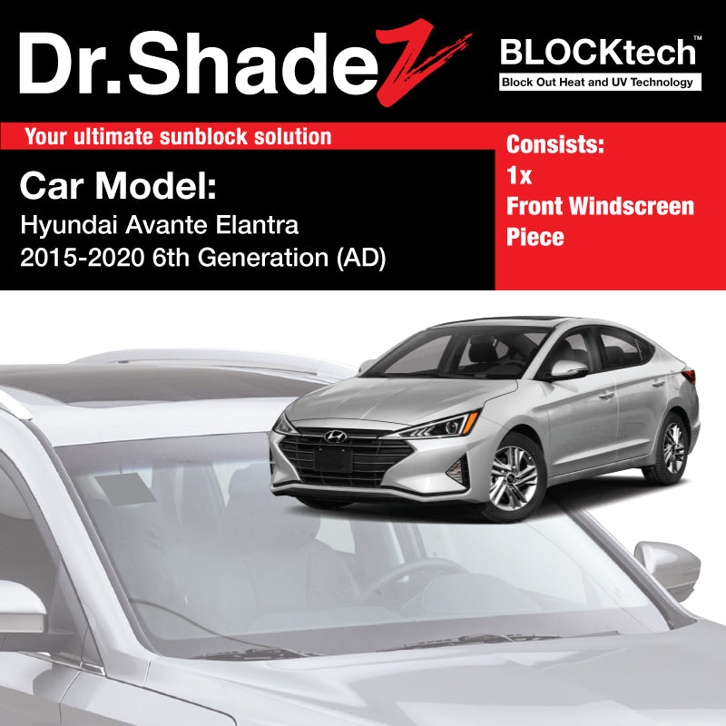 BLOCKtech Premium Front Windscreen Foldable Sunshade for Hyundai Avante Elantra 2015-2020 6th Generation (AD) - Dr Shadez SG MY AU KR NZ