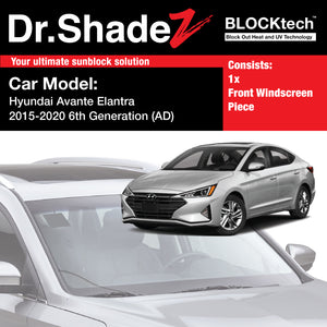 BLOCKtech Premium Front Windscreen Foldable Sunshade for Hyundai Avante Elantra 2015-2020 6th Generation (AD) - Dr Shadez SG MY AU KR NZ