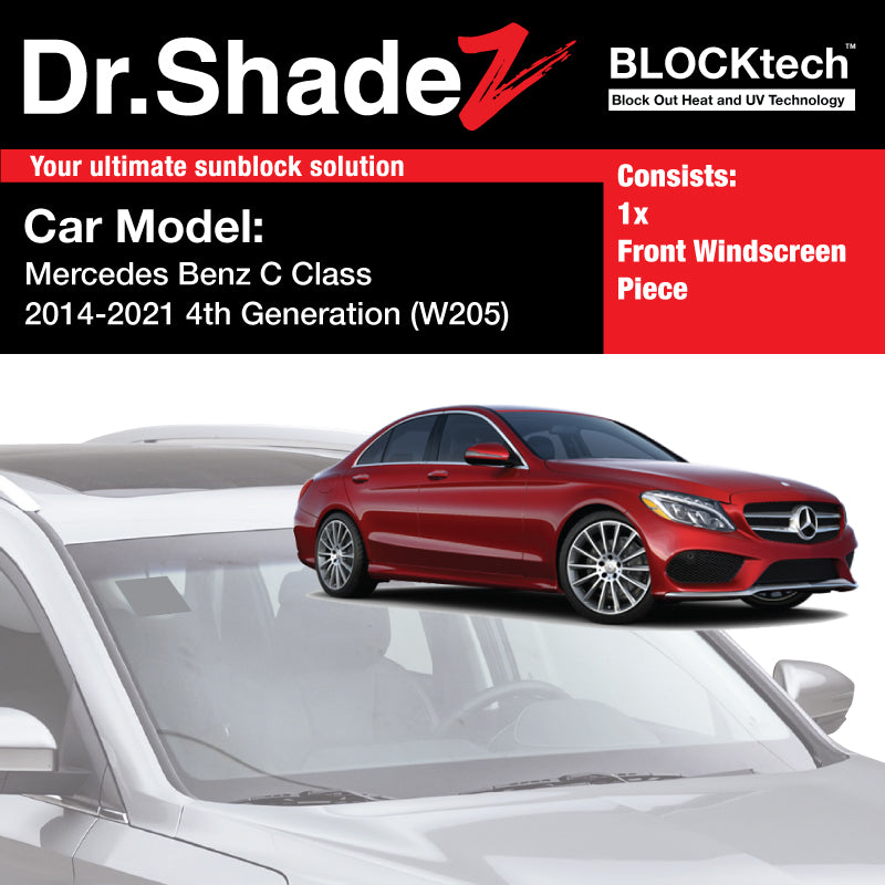 BLOCKtech Premium Front Windscreen Foldable Sunshade for Mercedes Benz C Class 2014-2021 4th Generation (W205) - Dr Shadez Japan Germany Australia Singapore Malaysia