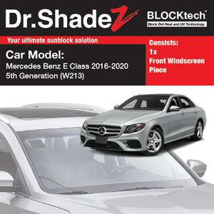 BLOCKtech Premium Front Windscreen Foldable Sunshade for Mercedes Benz E Class 2016-Current 5th Generation (W213)