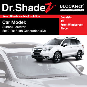 BLOCKtech Premium Front Windscreen Foldable Sunshade for Subaru Forester 2012-2018 4th Generation (SJ) - dr shadez japan singapore australia