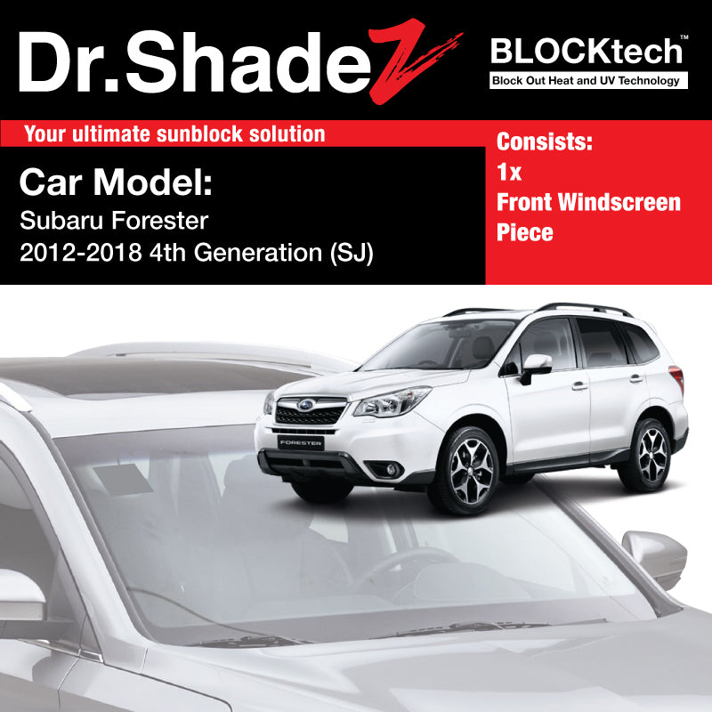BLOCKtech Premium Front Windscreen Foldable Sunshade for Subaru Forester 2012-2018 4th Generation (SJ)