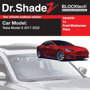 BLOCKtech Premiumx Front Windscreen Foldable Sunshade for Tesla Model S Sedan 2012-Current 1st Generation