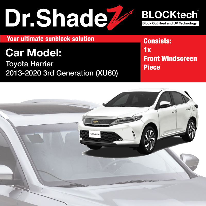 BLOCKtech Premium Front Windscreen Foldable Sunshade for Toyota Harrier 2013-2020 3rd Generation (XU60) - Dr Shadez JP MY SG AU NZ MX IN