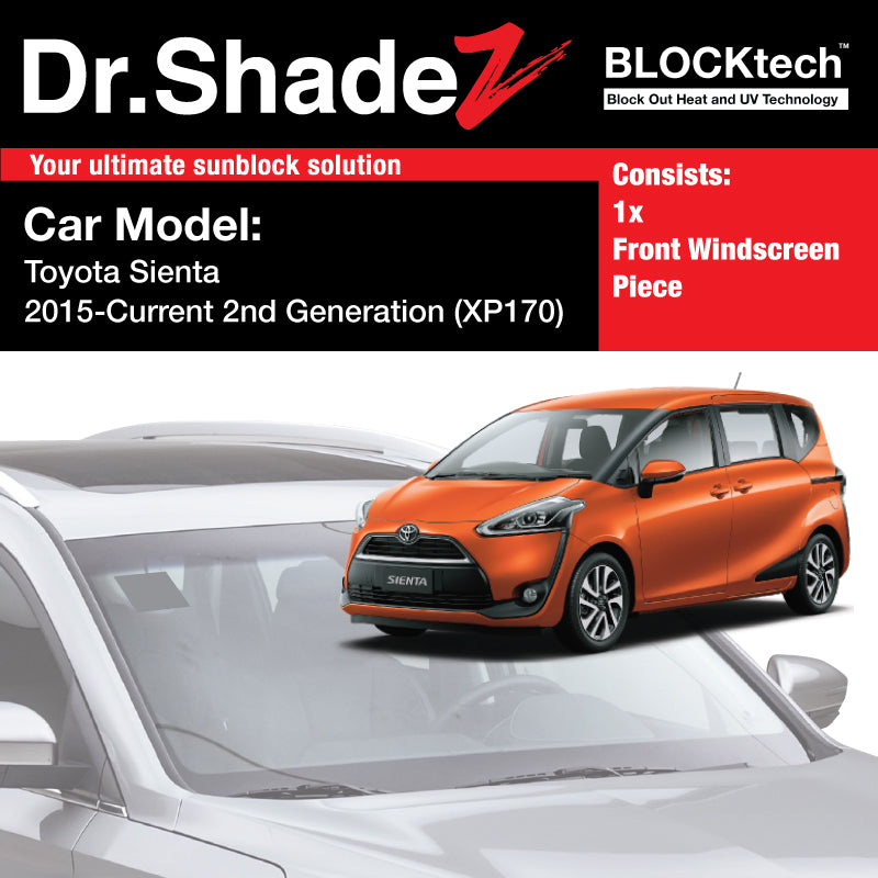 BLOCKtech Premium Front Windscreen Foldable Sunshade for Toyota Sienta 2015-Current 2nd Generation (XP170) - Dr Shadez sg jp my